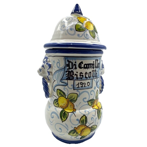 Di Camillo Biscotti 1920 Jar Hand Painted 13" Tuscany Italy Lemons MINT Conditio - Picture 11 of 15